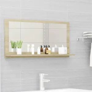 Dorlene Framed Wall Mounted Bathroom Mirror Sonoma Oak / 60 cm