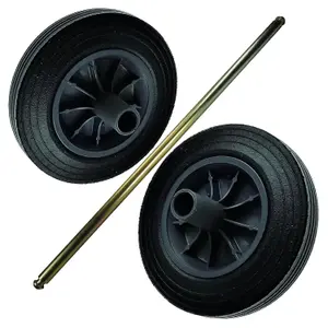 Heavy Duty Wheelie Bin Replacement Kit With Strong Metal Axle & 2 Rubber Wheels With Nose Collar