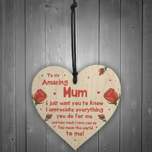 Quirky Gift For Mum Birthday Christmas Wood Heart Gift For Her From Daughter Son Keepsake