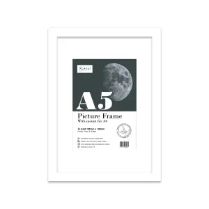 A5 White Picture Frame With Mount for A6 (10.5 x 14.8cm - 4.1 x 5.8in) Poster, Photo, Artwork, or Print.