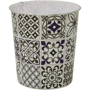 Alahna 2.5L Mosaic Navy Waste Paper Bin 27" x 25" Polypropylene Small Waste Basket