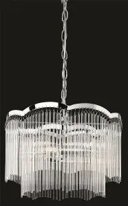 Luminosa Opera 2 Light Ceiling Pendant Chrome, Clear Glass Rods, E14