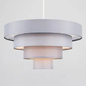 ValueLights Grey Ceiling Pendant Shade and B22 GLS LED 10W Warm White 3000K Bulb