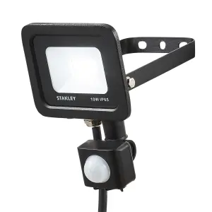 Litecraft Stanley Slimline Black 10 Watt LED IP65 Outdoor Wall Flood Light with PIR Sensor