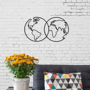 Decortie Modern Metal Wall Art United Theme Home Ornament Decorative Minimalist Design Hanging Wall Sculpture, Black