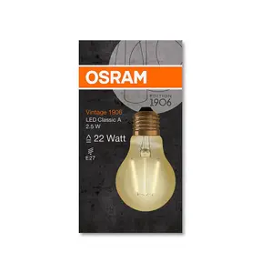 Osram LED Filament GLS 2.5W E27 Vintage 1906 Extra Warm White Gold (3 Pack)