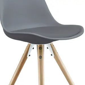 Soho Dark Grey Plastic Dining Chair with Pyramid Light Wood Legs