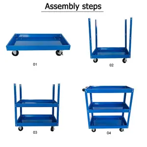 3-Tier Tool Storage Trolley Heavy Duty Garage Workshop Cart(Blue)