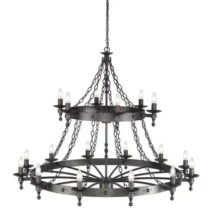 Elstead Warwick 18 Light 2 Tier Pendant Chandelier - Graphite Black