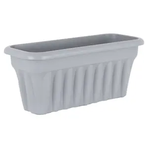 Wham 2x Vista Upcycle Grey Plastic Planter, Large Rectangular Trough (60cm, Pack of 2)