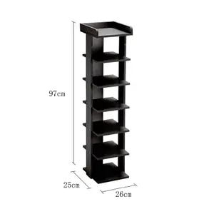 Wooden Shoes Rack,7 Tiers Storage Organizer for Small Spaces Black