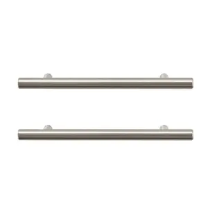 GoodHome Annatto Nickel effect Silver Kitchen cabinets Bar Pull Handle (L)18.8cm (D)32mm, Pack of 2