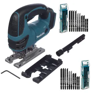 Makita DJV180Z 18v Top Handle Cordless Jigsaw LXT Lithium + 26 Blades + Dust Ext