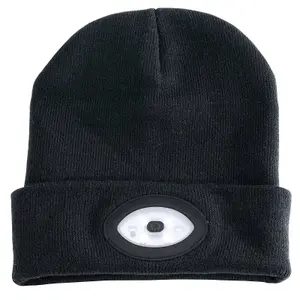 Draper  Beanie Hat with Rechargeable Torch, One Size, 1W, 100 Lumens, Black 99521