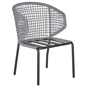 Set of 2 Garden Chairs with Cushions PALMI Metal Grey