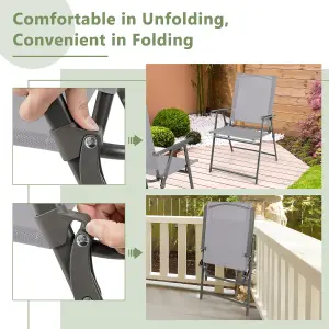 Costway 2 Pieces Patio Folding Chairs Outdoor Portable Dining Chairs with Armrests