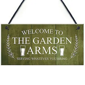 Red Ocean Funny Bar Sign For Garden THE GARDEN ARMS Pub Bar Wall Decor Garden Signs And Plaques