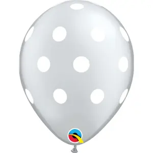 Qualatex 11 Inch Polka Dot Design Balloons (Pack Of 25) Silver (One Size)