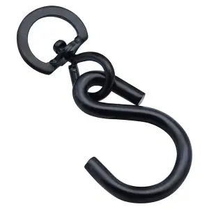 Black Swivel S Hook with Closed D Ring - Heavy Duty Hanging Plant Basket Hooks