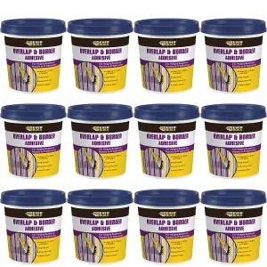 Everbuild Ready Mixed Overlap and Border Adhesive High Tack for Quick Bonding Ready to Use White 500g Tub (Pack Of 12)