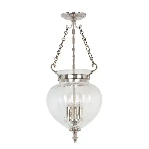 3 Bulb Ceiling Pendant Light Fitting Highly Polished Nickel LED E14 60W