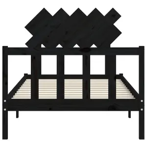 Berkfield Bed Frame with Headboard Black 100x200 cm Solid Wood