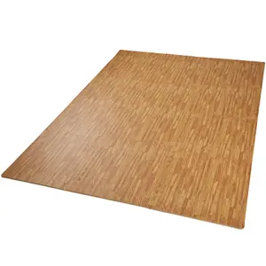 Gym Mats - 12 interlocking sections with 24 edge pieces, 61 x 61 cm each - wood decor