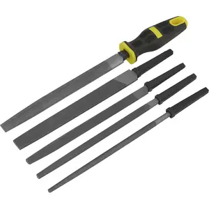 5 Piece 200mm Interchangeable File Set - Double Cut - Coarse - Comfort Grip