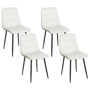 Set of 4 Dining Chairs POWELL Velvet Off-White