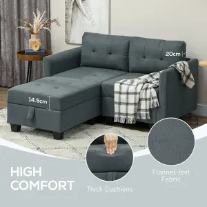 HOMCOM Modular Sectional Sofa with Storage, 2 Seater Sofa Set, Dark Grey