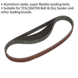 Premium 5-Pack Sanding Belts - 25mm x 762mm - 60 Grit Aluminium Oxide for Precision Sanding