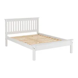 Monaco 5ft Kingsize Wooden Bed Low Foot End in White Finish