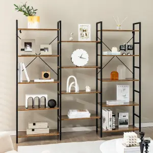 Costway 5-tier Industrial Bookshelf Large Triple Floor Standing Bookcase Display Shelf