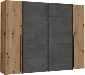 Debarr 4 Door Sliding Wardrobe Zipcode Design Finish: Artisan Oak/Dark Grey