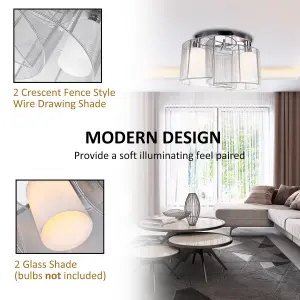 HOMCOM Modern Design Mini Style Flush Mount Ceiling Light with Flush Metal Finish Chandelier - White