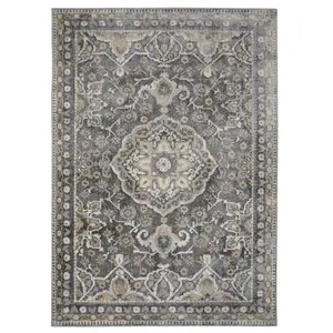 Bordered Easy to Clean Floral Multi Traditional Rug by Dining Room-80cm X 150cm