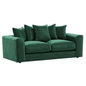 Brooklyn Plush Velvet Fibre Fabric Sofa Set 3 and 2 Seater sofa  Green