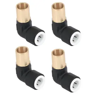 SPARES2GO Radiator Valve Reducing Elbow Stem Compression 15mm x 10mm Pushfit Black (Pack of 4)