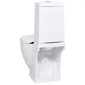 Berkfield WC Ceramic Toilet Bathroom Round Toilet Bottom Water Flow White