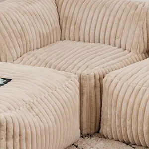 icon Tetra Ribbed Faux Fur Modular Sofa Bean Bag - Natural (4pc, Combination 2)