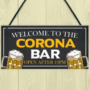 Novelty CORONA BAR Sign Open After 10 Home Bar Pub Garden Sign Home Decor