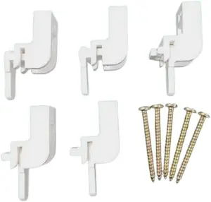 SoloGlyde Curtain Track Leverlock White Brackets Lever-lock Rail Track Bracket Windows Curtain Track Shower Curtain Pack of 5