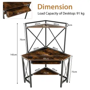 Costway Corner Writing Desk Home Office Space-Saving Computer Desk with Keyboard Tray