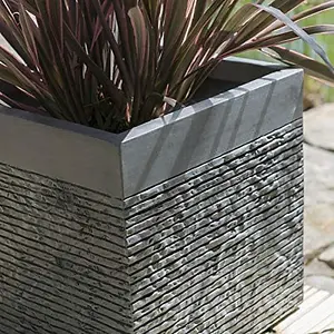 Primrose Garden Light Grey Fibrecotta Brick Square Planter Pot XL 50cm