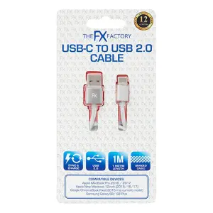 FX Nylon Braided USB Data Cable For Type C Smartphone Devices, Silver