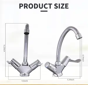 BATHWEST Kitchen Sink Mixer Tap for Basin, Brass Construction, with Twin Levers & Swivel Faucet