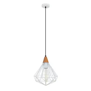 Luminosa Industrial And Retro Hanging Pendant White 1 Light , E27