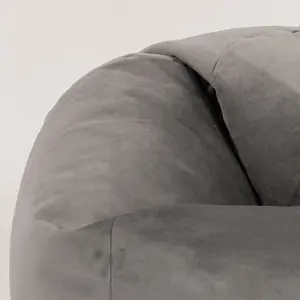 Glenys Classic Velvet Bean Bag Chair Charcoal Grey