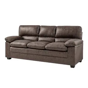 Oxford Bonded Faux Leather Three Seater Sofa Suite - Chocolate Brown