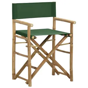 Berkfield Folding Director's Chairs 2 pcs Green Bamboo and Fabric